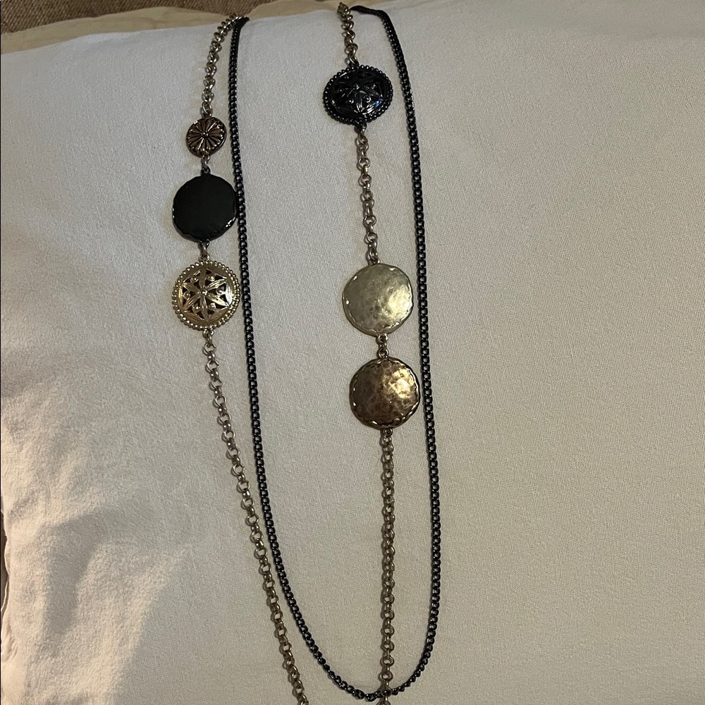 Elegant Black, Copper, and Gold Pendant Necklace